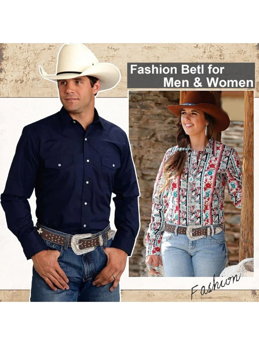 Sparkly Rhinestone Sequin Studded Belt for Men & Women - Western Cowboy Style